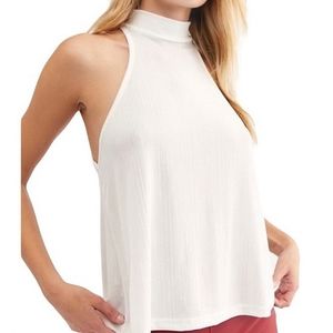 Free People white oversized mock neck top